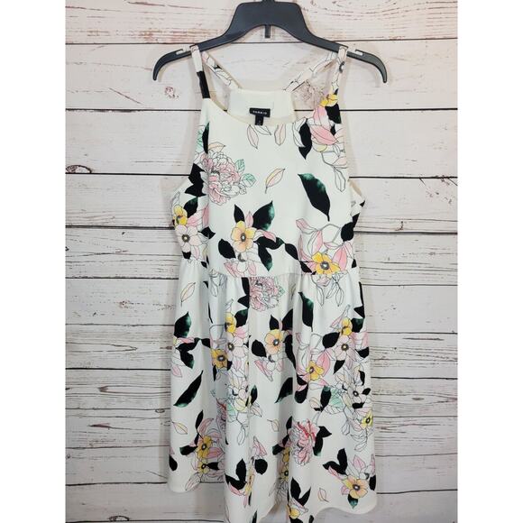 Torrid White Floral Textured Lined Knit High Neck Skater Dress Women's Size 1X - Picture 2 of 12